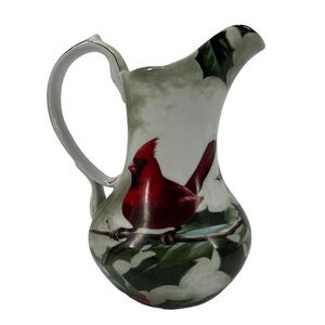 Hautman Brothers Porcelain Cardinal In Holly Decorative Pitcher Jug